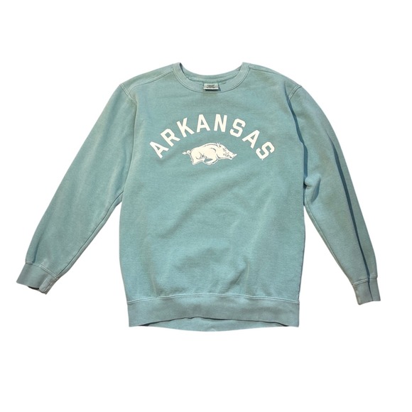 Comfort Colors Tops - Comfort Colors Arkansas Razorbacks Sweatshirt Seafoam Green Women Small Pullover